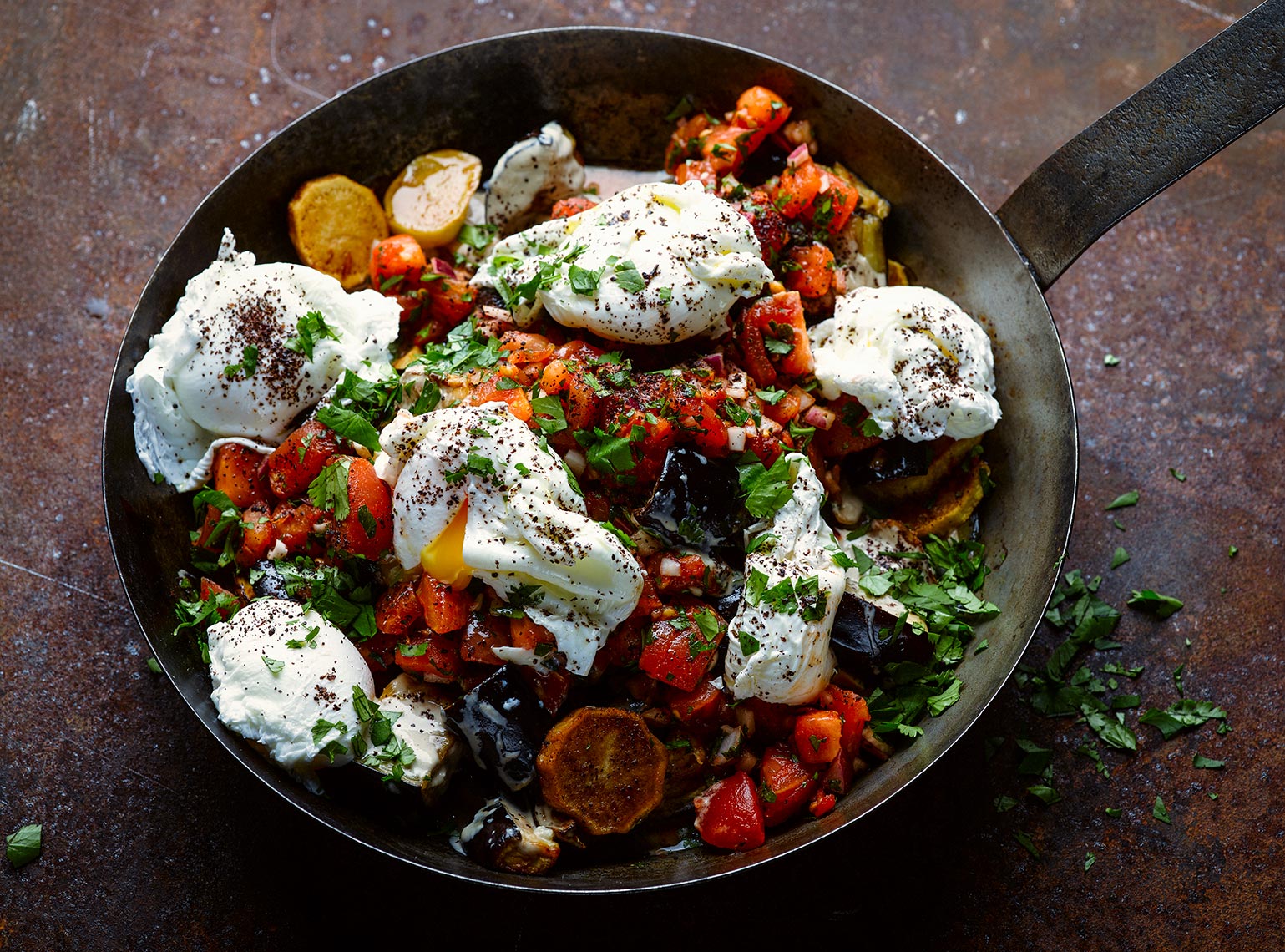 Ottolenghi aubergine potato and tomato Colin Campbell Food Photographer